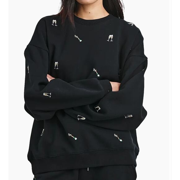 Rails Sweaters - Rails The varsity sweatshirt Black Champagne Embroidery